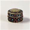 Image 3 : European-Returned Silver-Gilt Cloisonné Enamel Box with Ming Dynasty Hetian White Jade Carving of Sh