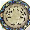 Image 8 : European-Returned Silver-Gilt Cloisonné Enamel Box with Ming Dynasty Hetian White Jade Carving of Sh