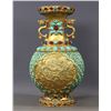 Image 6 : Gilt-Bronze Double-Handled Vase Inlaid with Turquoise