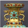 Image 7 : Gilt-Bronze Double-Handled Vase Inlaid with Turquoise