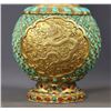 Image 8 : Gilt-Bronze Double-Handled Vase Inlaid with Turquoise