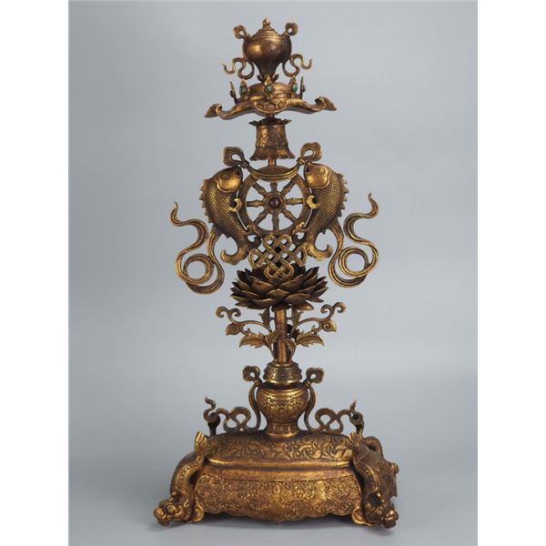 Gilt-Bronze Ritual Object with Eight Auspicious Symbols