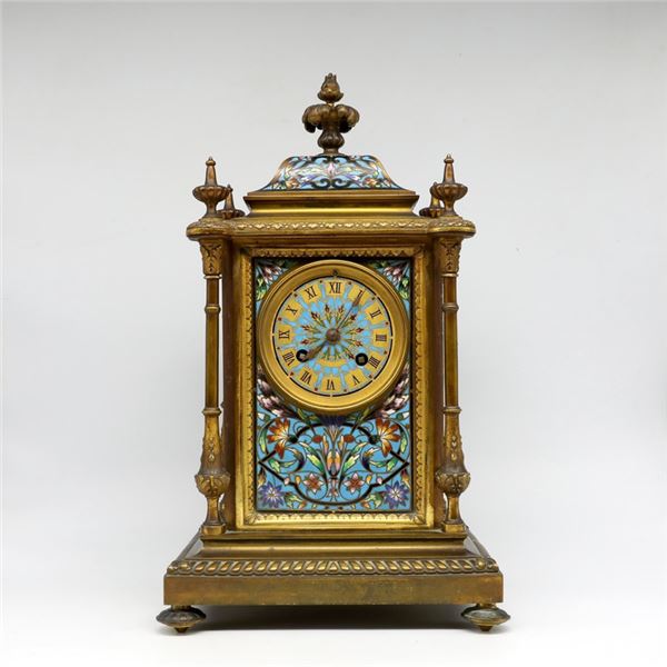 French Gilt Cloisonné Enamel Clock