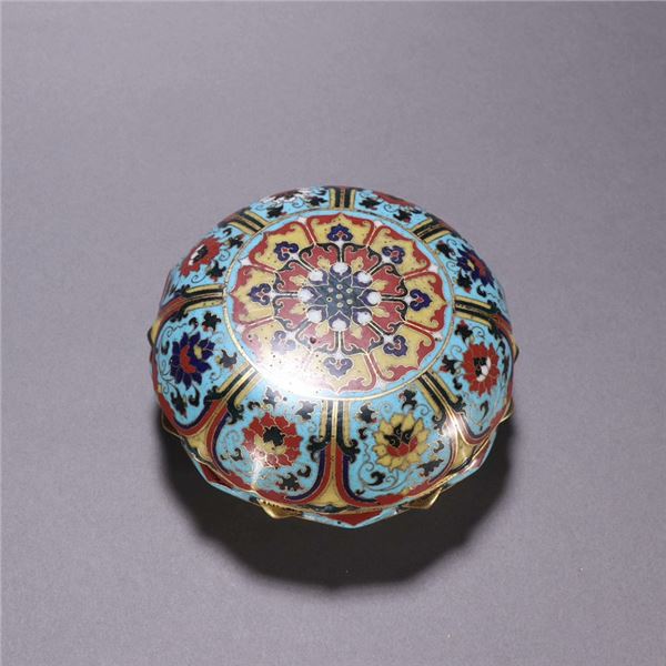 Cloisonné Enamel Lotus Scroll Covered Box