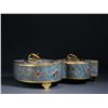 Image 2 : Cloisonné Enamel Double-Gourd Covered Box with Auspicious Motifs
