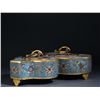 Image 4 : Cloisonné Enamel Double-Gourd Covered Box with Auspicious Motifs