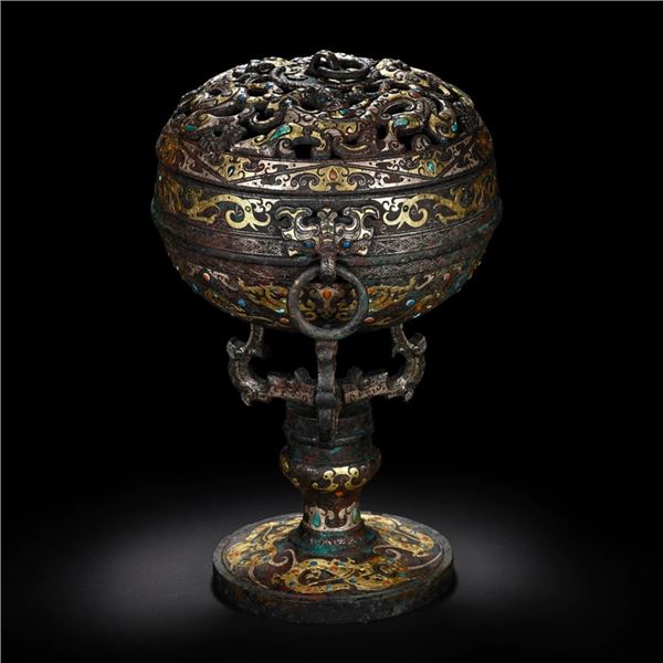 Gilt Bronze and Gem-Embedded Incense Burner