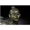 Image 2 : Bronze with Gold and Silver Inlay Human-Faced Beast Vessel