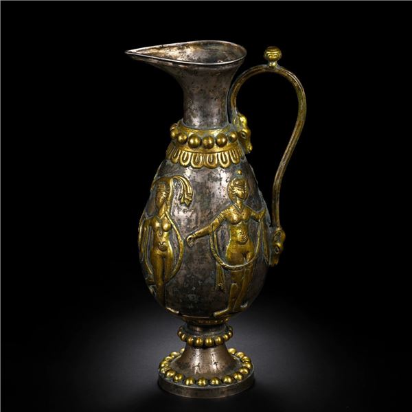Tang Dynasty Persian-Inspired Gilded Silver Wine Pot