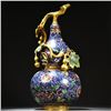 Image 3 : Gilded Copper Cloisonné Enamel Gourd Floral Vase