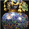 Image 4 : Gilded Copper Cloisonné Enamel Gourd Floral Vase