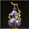 Image 5 : Gilded Copper Cloisonné Enamel Gourd Floral Vase