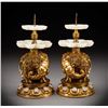 Image 1 : Gilded Copper Inlaid Gemstone Hetian Jade Elephant Candleholders