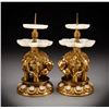 Image 2 : Gilded Copper Inlaid Gemstone Hetian Jade Elephant Candleholders