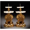 Image 5 : Gilded Copper Inlaid Gemstone Hetian Jade Elephant Candleholders