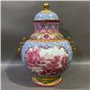 Image 4 : Qianlong Period Blue Floral Open-Window Iron Red Landscape Lidded Vase