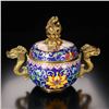 Image 6 : Gilded Copper Cloisonné Enamel Double Dragon-Ear Incense Burner