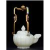 Image 4 : Hetian Jade Gilded Silver Handle Ram-Head Teapot