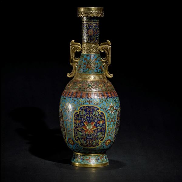 Qing Dynasty Cloisonné Enamel Floral Vase