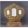 Image 1 : Filigree Gilt Inlaid Hetian Jade Triptych Buddha Screen