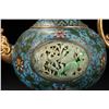 Image 3 : Cloisonné Enamel Ewer with Jade Inlay