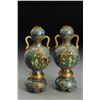 Image 1 : Pair of Cloisonné Vases with Floral and Figural Motif
