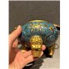 Image 7 : Cloisonné Enamel Incense Burner with Golden Beast Motifs