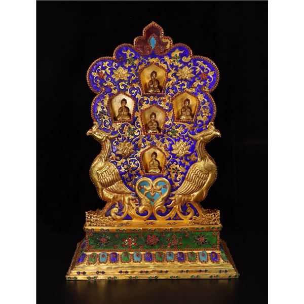 Cloisonné Enamel and Gilt Buddha Shrine Ornament