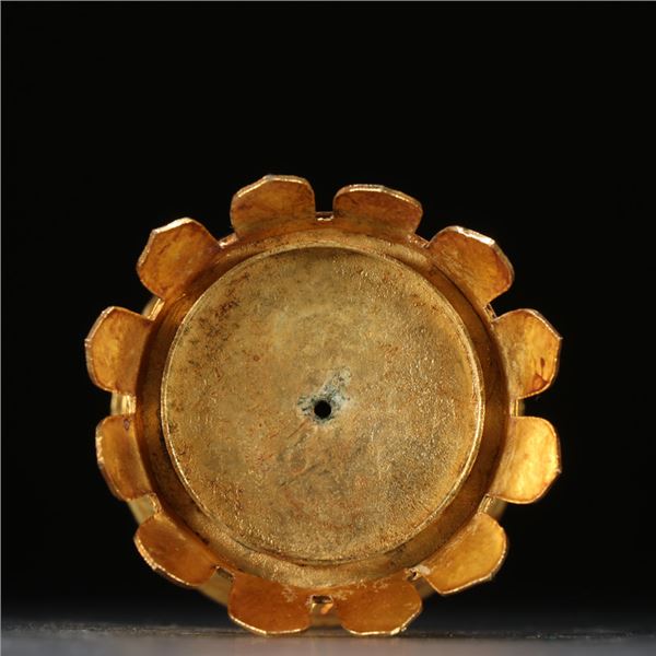 Gilt-Bronze Reliquary Stupa with Lion-Mask Ring Handles