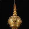 Image 7 : Gilt-Bronze Reliquary Stupa with Lion-Mask Ring Handles