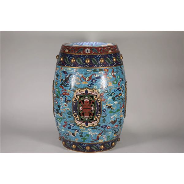Gilt-Copper Cloisonné “Fu-Shou” Garden Stool