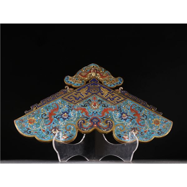 Gilt-Copper Cloisonné Enamel Scroll with Lotus Motif