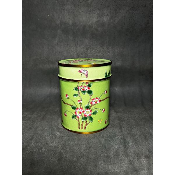 Copper-Base Painted Enamel Tea Canister