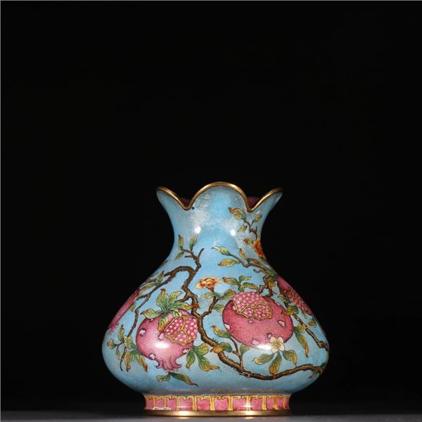 Copper-based Cloisonné Pomegranate Vase with Pomegranate Design