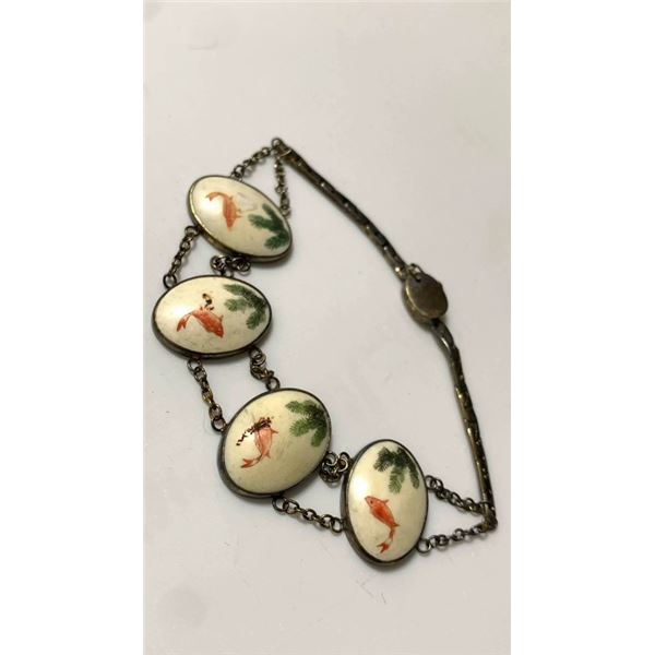 Silver Bracelet with Mammoth Ivory Microcarving