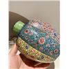 Image 5 : Copper-Body Painted Cloisonné Tea Canister with Floral Scrolls