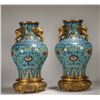 Image 1 : Gilt Bronze Cloisonné Enamel Elephant Ear Wall Vases