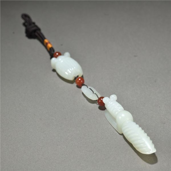 He Tian Jade Mantis and Cicada Pendant