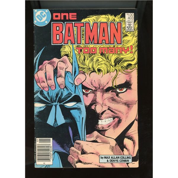 Batman #403 DC Comics (Jan 1987) One Batman Too Many! Canadian Edition