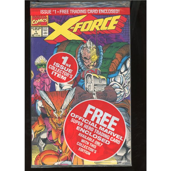 X-Force #1 Marvel Comics Aug 1991 Polybagged w/ Deadpool Trading Card