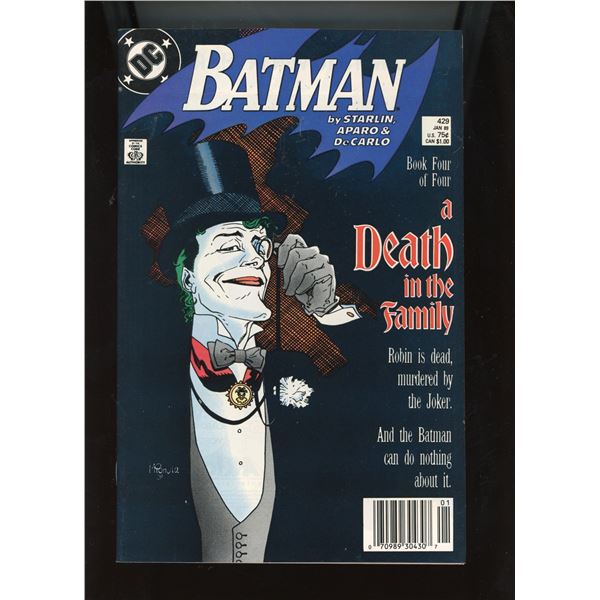 Batman #429 (DC Comics, 1989) A Death in the Family Pt 4, Joker Cover