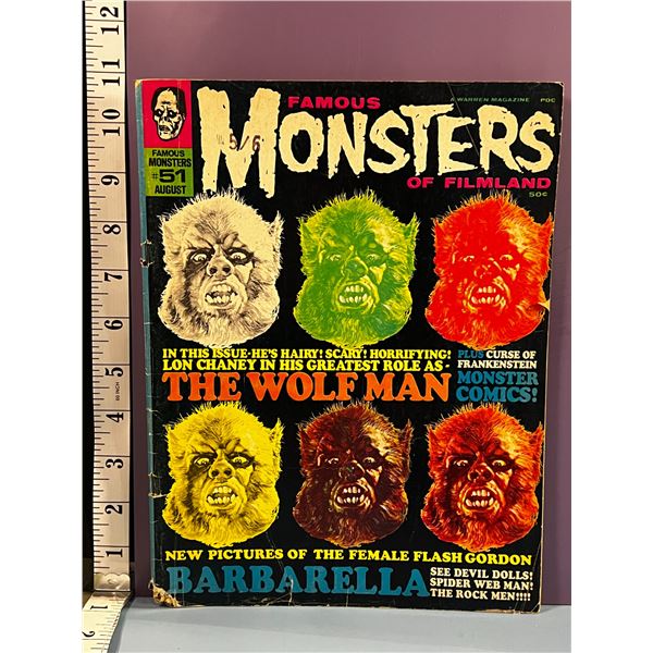 Famous Monsters of Filmland #51 Aug 1968 Wolf Man Barbarella Magazine