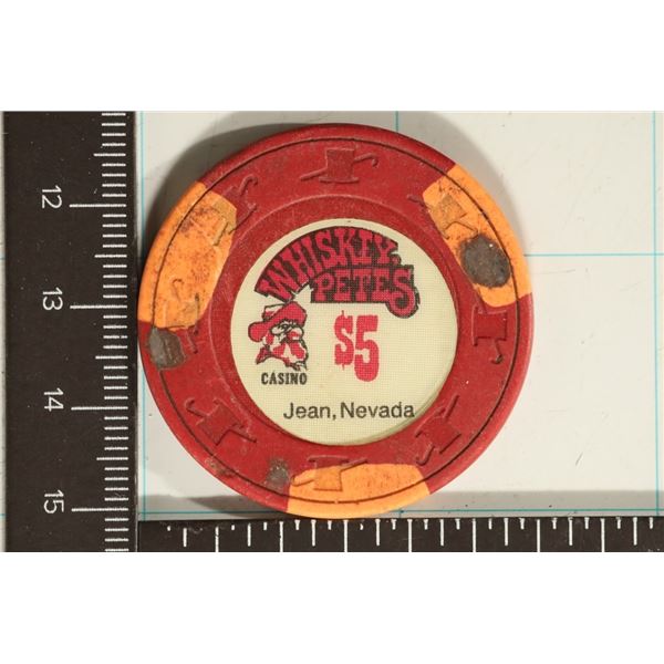 $5 WHISKEY PETE'S CASINO CHIP. JEAN, NEVADA