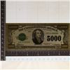 Image 1 : CU GOLD 999999 FOIL US $5000 REPLICA BILL. SERIES
