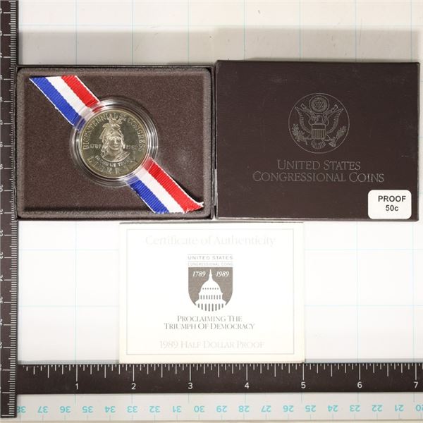 1989-S US PF CONGRESS HALF DOLLAR IN BOX