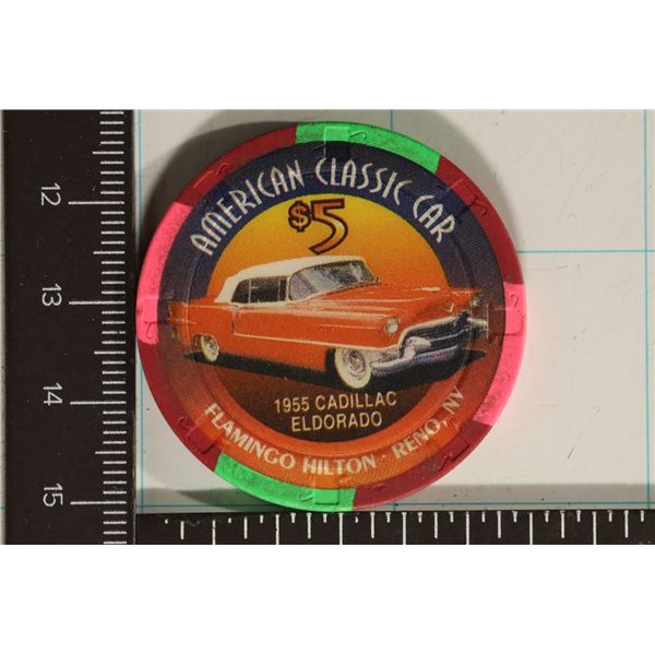 $5 FLAMINGO HILTON CASINO CHIP. 1996 AMERICAN