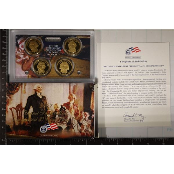 2007 PRESIDENTIAL DOLLAR 4 COIN PF SET WITH BOX