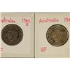 Image 1 : 1942-S & 1943-S SILVER AUSTRALIA 1 SHILLING COINS: