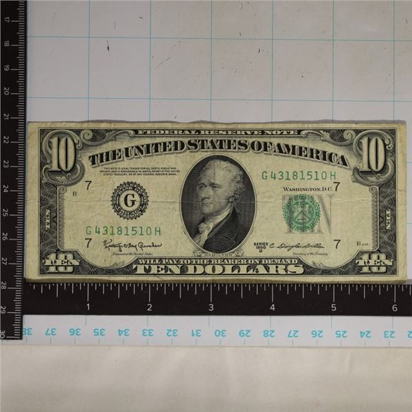 1950-D US $10 GREEN SEAL FRN BILL
