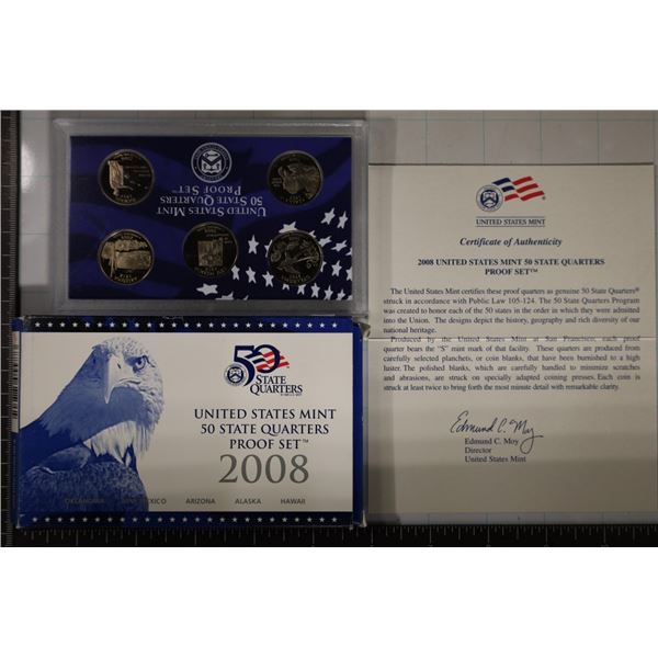 2008 US 50 STATE QUARTERS PROOF SET WITH BOX
